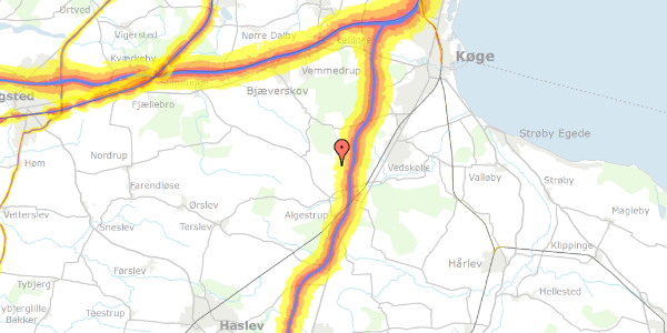 Trafikstøjkort på Ringsbjergvej 23, 4682 Tureby