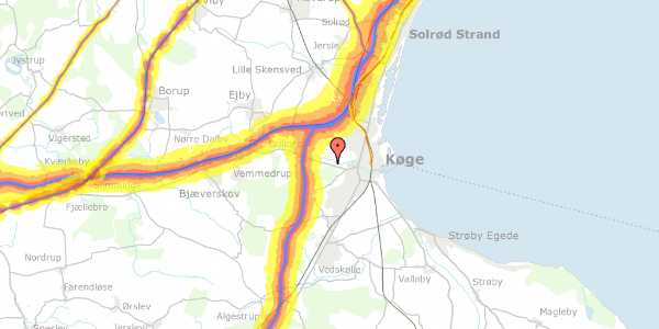 Trafikstøjkort på Ringstedvej 25, 4600 Køge