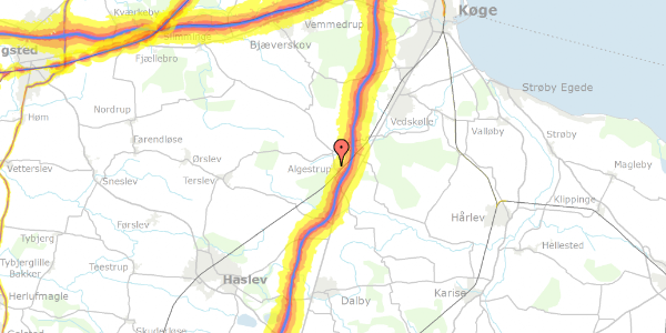 Trafikstøjkort på Skovvej 6, 4682 Tureby