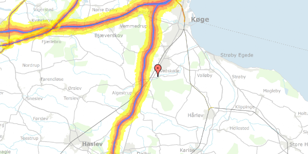 Trafikstøjkort på Storskovvej 1, 4682 Tureby