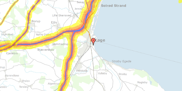 Trafikstøjkort på Strandvejen 58, 4600 Køge
