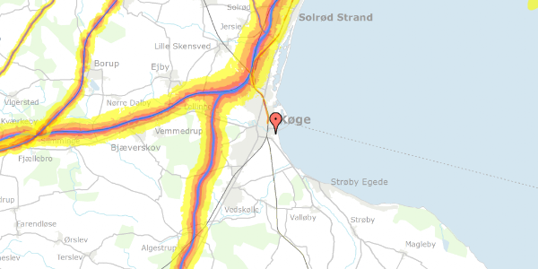 Trafikstøjkort på Strandvejen 73, 4600 Køge