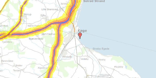 Trafikstøjkort på Strandvejen 155, 4600 Køge