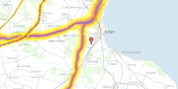 Trafikstøjkort på Søndre Fælledvej 11, 4600 Køge