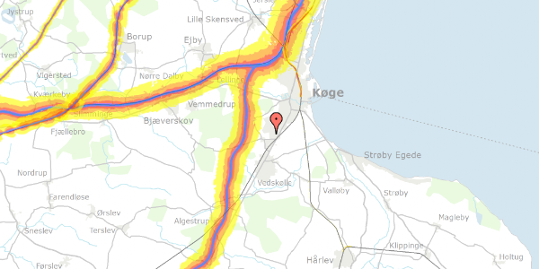 Trafikstøjkort på Tåsingevej 27, 4600 Køge