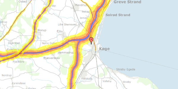 Trafikstøjkort på Varnæsvej 11, 4600 Køge