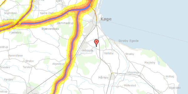Trafikstøjkort på Vedskøllevej 35, 4600 Køge
