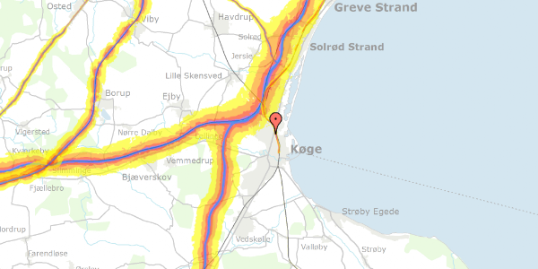 Trafikstøjkort på Vibevej 10, 4600 Køge