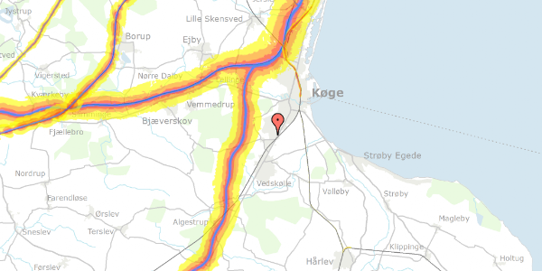 Trafikstøjkort på Ærøvej 1, 4600 Køge