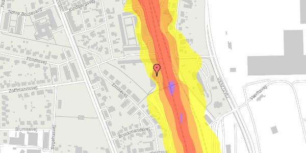 Trafikstøjkort på Østre Sandmarksvej 26, 1. th, 4600 Køge