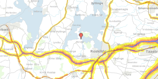 Trafikstøjkort på Bognæsvej 12, 4000 Roskilde