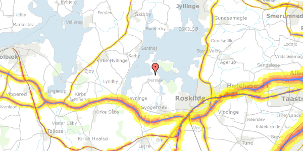 Trafikstøjkort på Bognæsvej 25, 4000 Roskilde