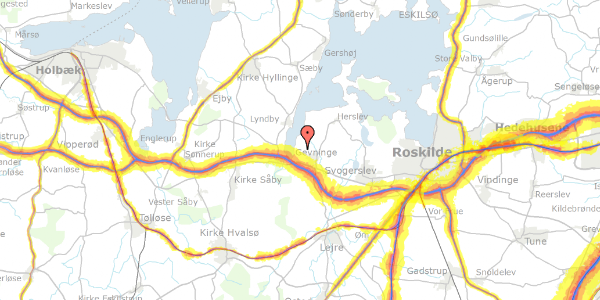 Trafikstøjkort på Borrevejlevej 1, 4000 Roskilde