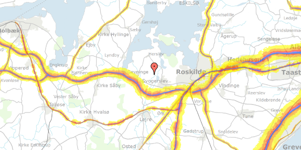 Trafikstøjkort på Buesøvej 8, 4000 Roskilde