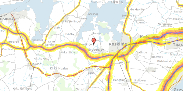 Trafikstøjkort på Buesøvej 13, 4000 Roskilde