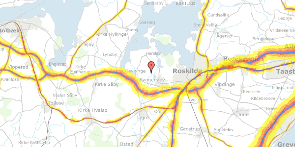 Trafikstøjkort på Buesøvej 15, 4000 Roskilde