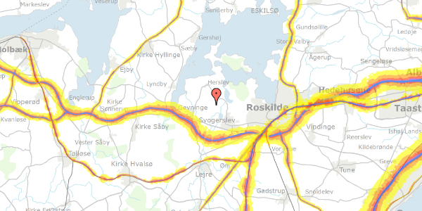 Trafikstøjkort på Buesøvej 19, 4000 Roskilde