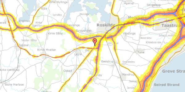 Trafikstøjkort på Glimvej 9, 4000 Roskilde