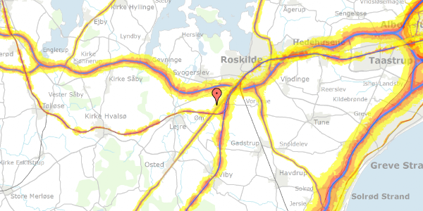 Trafikstøjkort på Glimvej 38, 4000 Roskilde