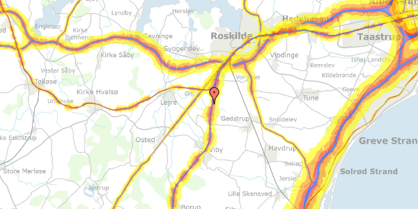 Trafikstøjkort på Gøderupvej 34, 4000 Roskilde