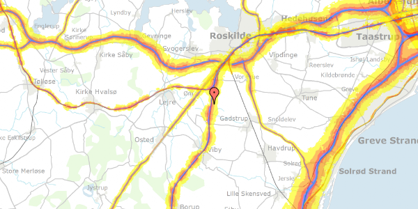 Trafikstøjkort på Gøderupvej 42, 4000 Roskilde