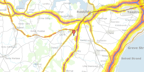 Trafikstøjkort på Kumlehusvej 11, 4000 Roskilde