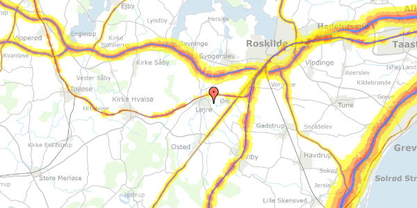 Trafikstøjkort på Landevejshøjen 14, 4320 Lejre