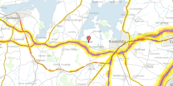 Trafikstøjkort på Oldvejsparken 33, 4000 Roskilde