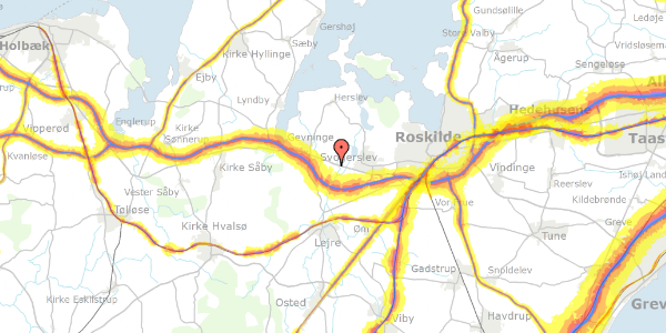 Trafikstøjkort på Ravnshøjvej 2, 4000 Roskilde