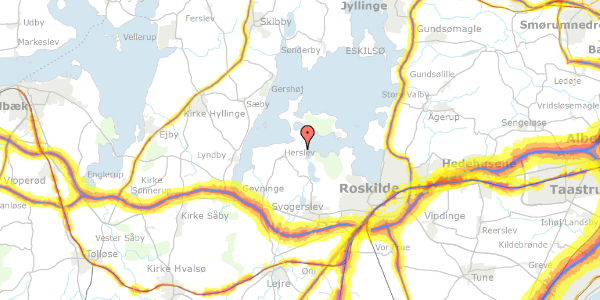 Trafikstøjkort på Rishøjvej 12, 4000 Roskilde