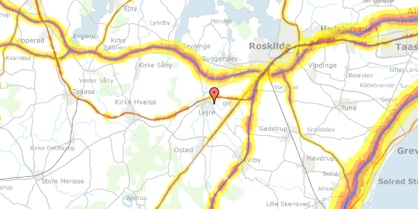 Trafikstøjkort på Røglebakken 1, 4320 Lejre