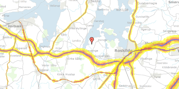 Trafikstøjkort på Sluphusvej 14, 4000 Roskilde