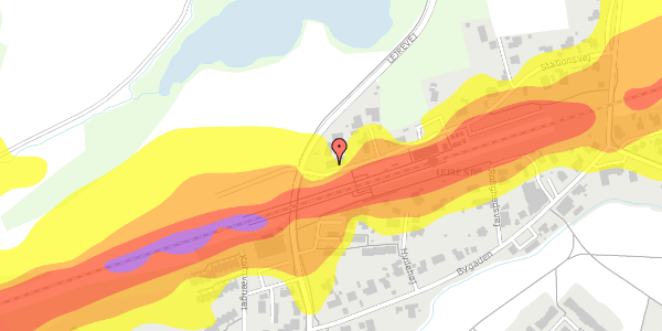 Trafikstøjkort på Stationsvej 1A, 4320 Lejre