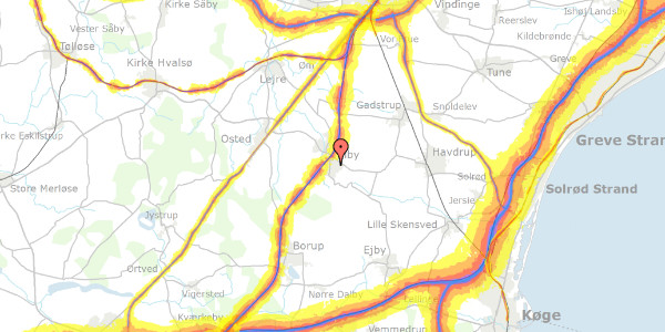 Trafikstøjkort på Lindevej 14, 4130 Viby Sjælland