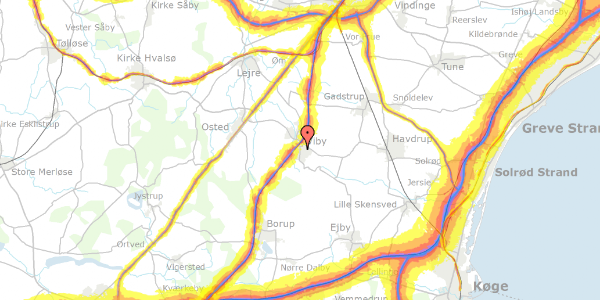 Trafikstøjkort på Søndergade 35, 4130 Viby Sjælland