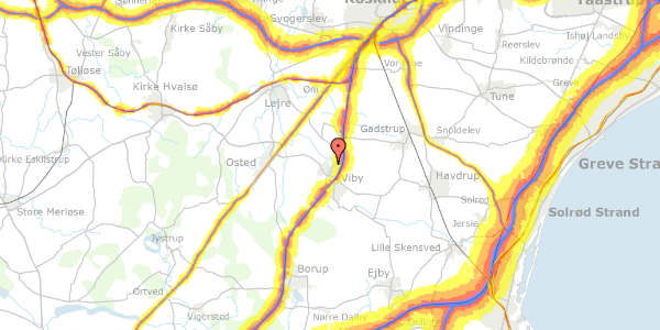 Trafikstøjkort på Vibygårdsvej 1, 4130 Viby Sjælland