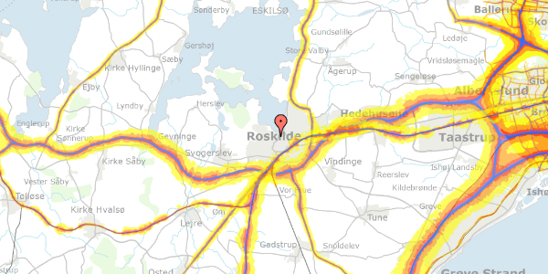 Trafikstøjkort på Asylgade 28, 2. tv, 4000 Roskilde