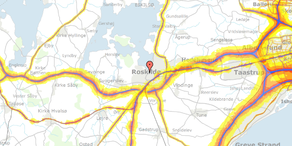 Trafikstøjkort på Asylgade 33, 4000 Roskilde