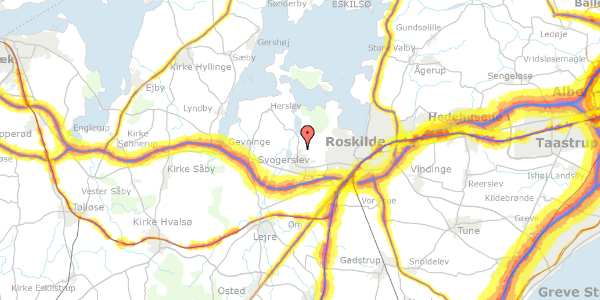 Trafikstøjkort på Egernvænget 21, 4000 Roskilde