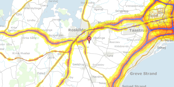 Trafikstøjkort på Elmelygårdsvej 30, 4000 Roskilde