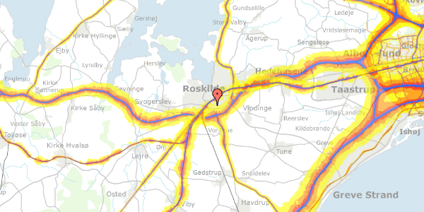 Trafikstøjkort på Eriksvej 42A, st. 4, 4000 Roskilde