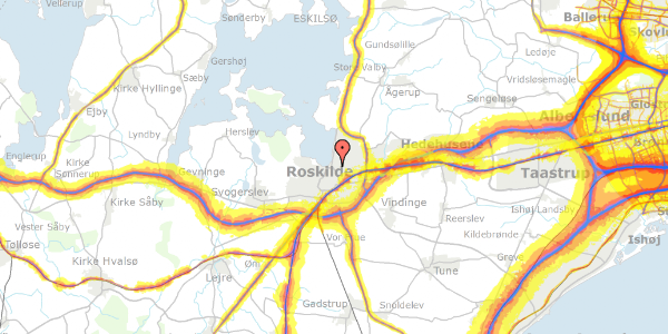 Trafikstøjkort på Friggasvej 15, 4000 Roskilde