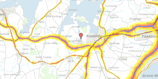 Trafikstøjkort på Gåseageren 7B, 4000 Roskilde