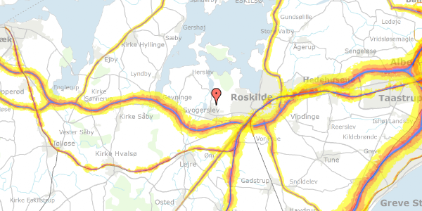 Trafikstøjkort på Gåseageren 15A, 4000 Roskilde