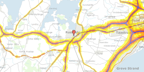 Trafikstøjkort på Helligkorsvej 9B, kl. , 4000 Roskilde