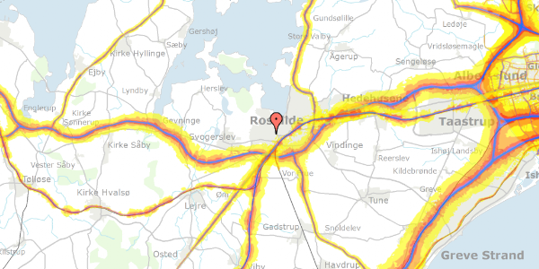 Trafikstøjkort på Helligkorsvej 33C, kl. th, 4000 Roskilde