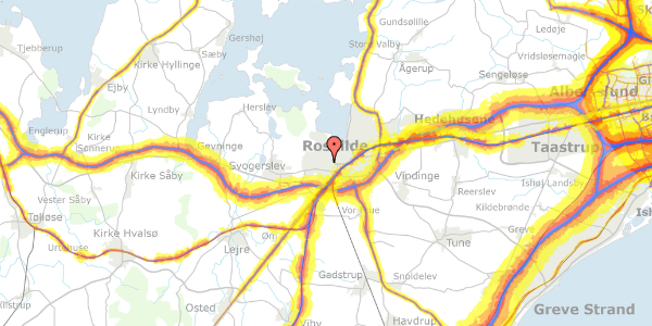 Trafikstøjkort på Helligkorsvej 35B, 1. 3, 4000 Roskilde