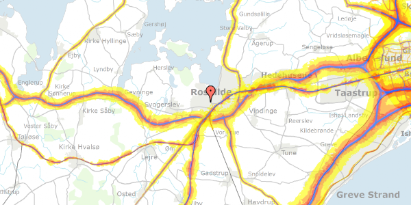 Trafikstøjkort på Helligkorsvej 36A, 1. th, 4000 Roskilde