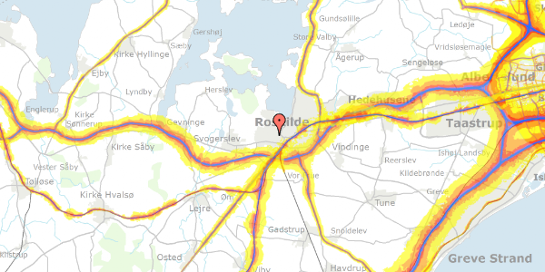 Trafikstøjkort på Helligkorsvej 48, 4000 Roskilde