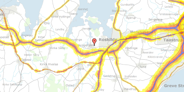 Trafikstøjkort på Hjørnekilden 12, 4000 Roskilde